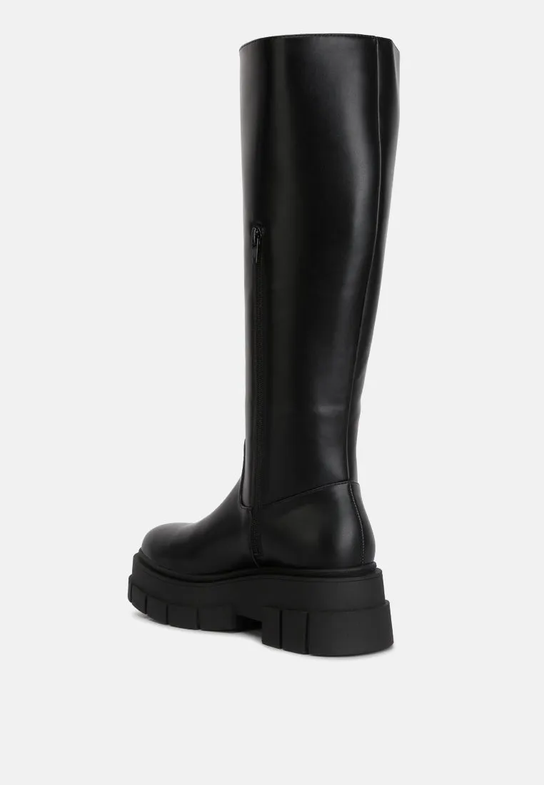Reformation blume faux leather chunky platform knee length boots