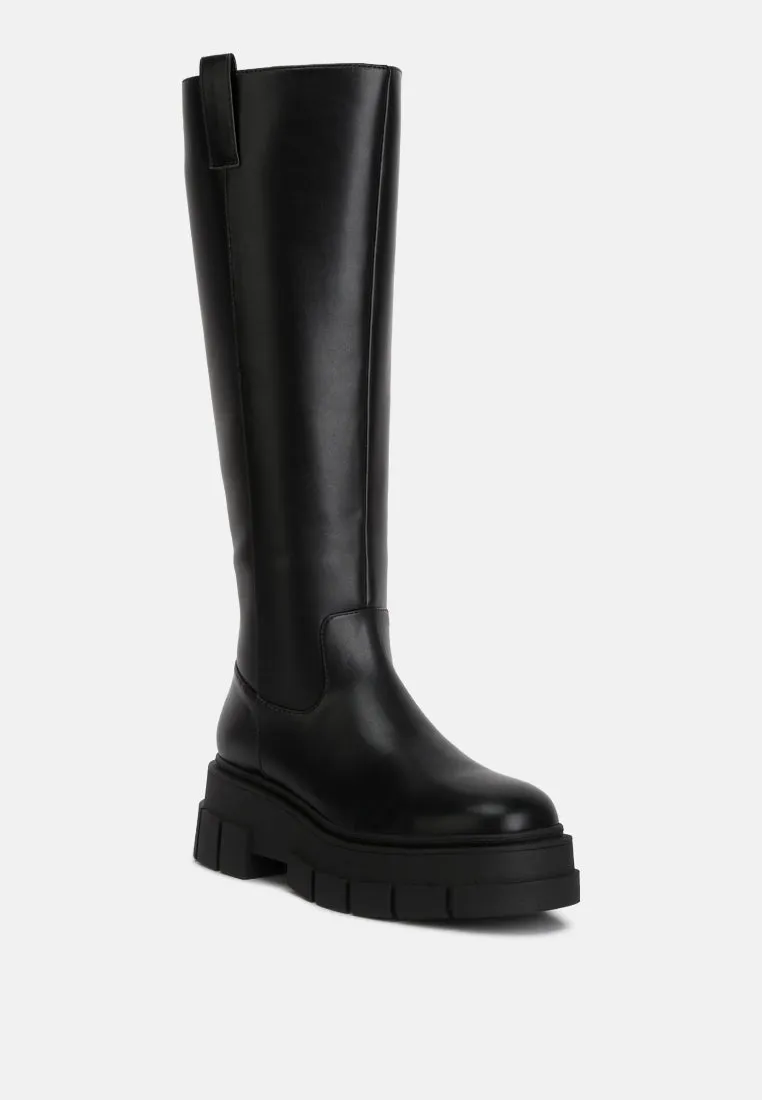 Reformation blume faux leather chunky platform knee length boots
