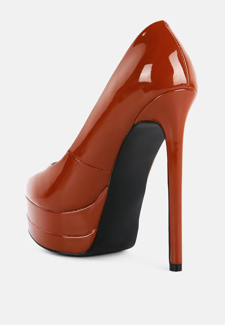 Reformation cuddles patent pu high heeled pumps