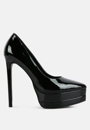 Reformation cuddles patent pu high heeled pumps