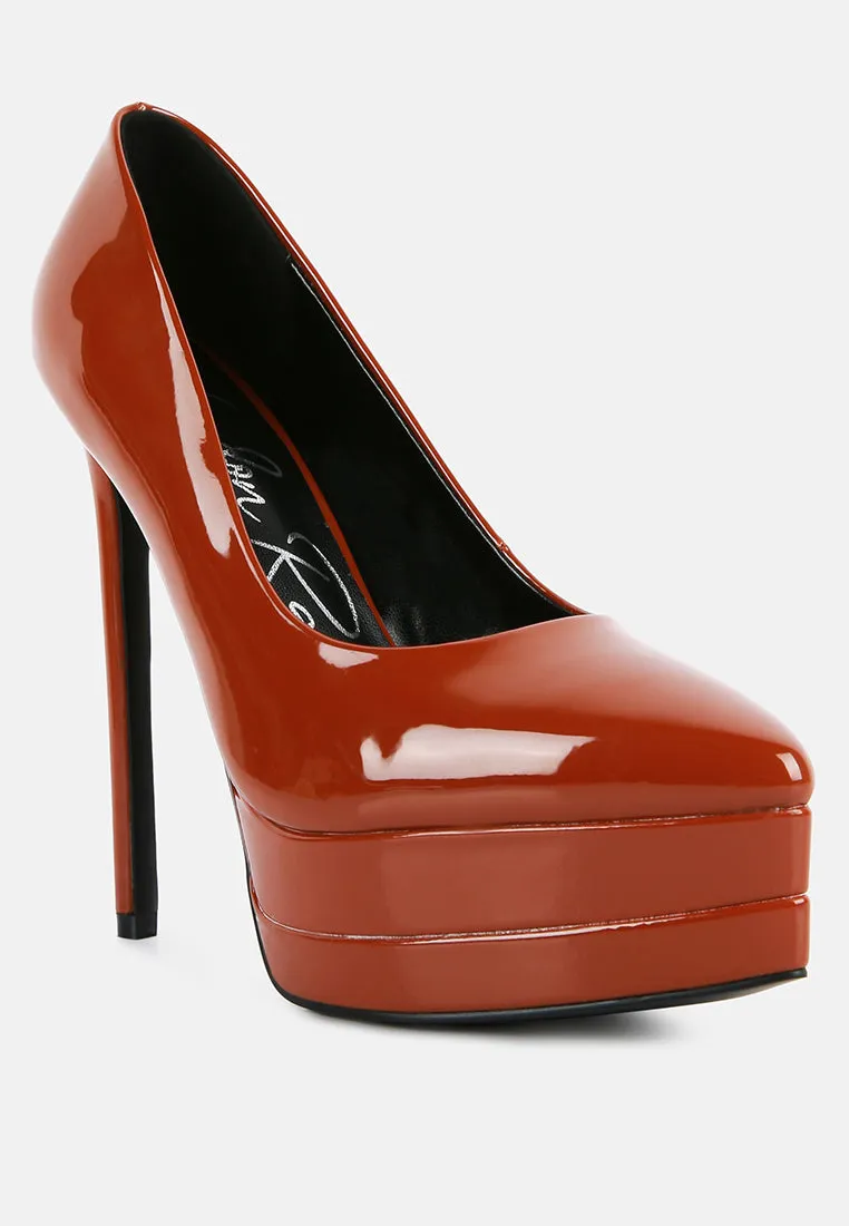 Reformation cuddles patent pu high heeled pumps