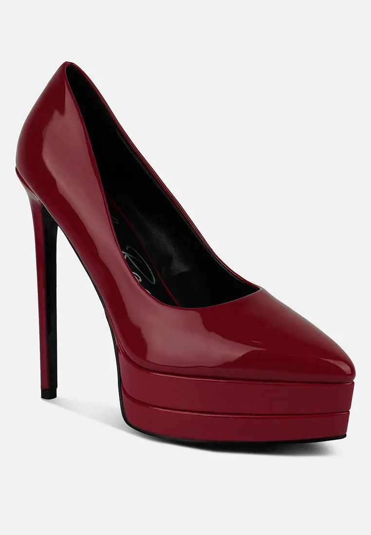 Reformation cuddles patent pu high heeled pumps