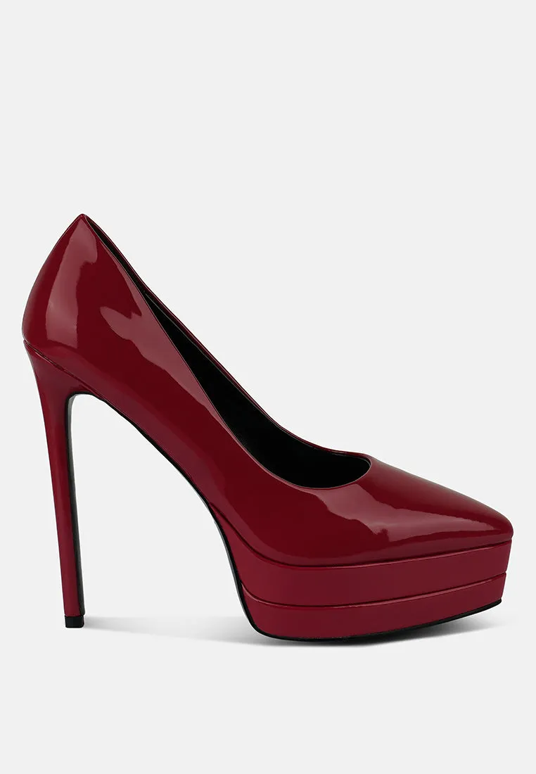 Reformation cuddles patent pu high heeled pumps