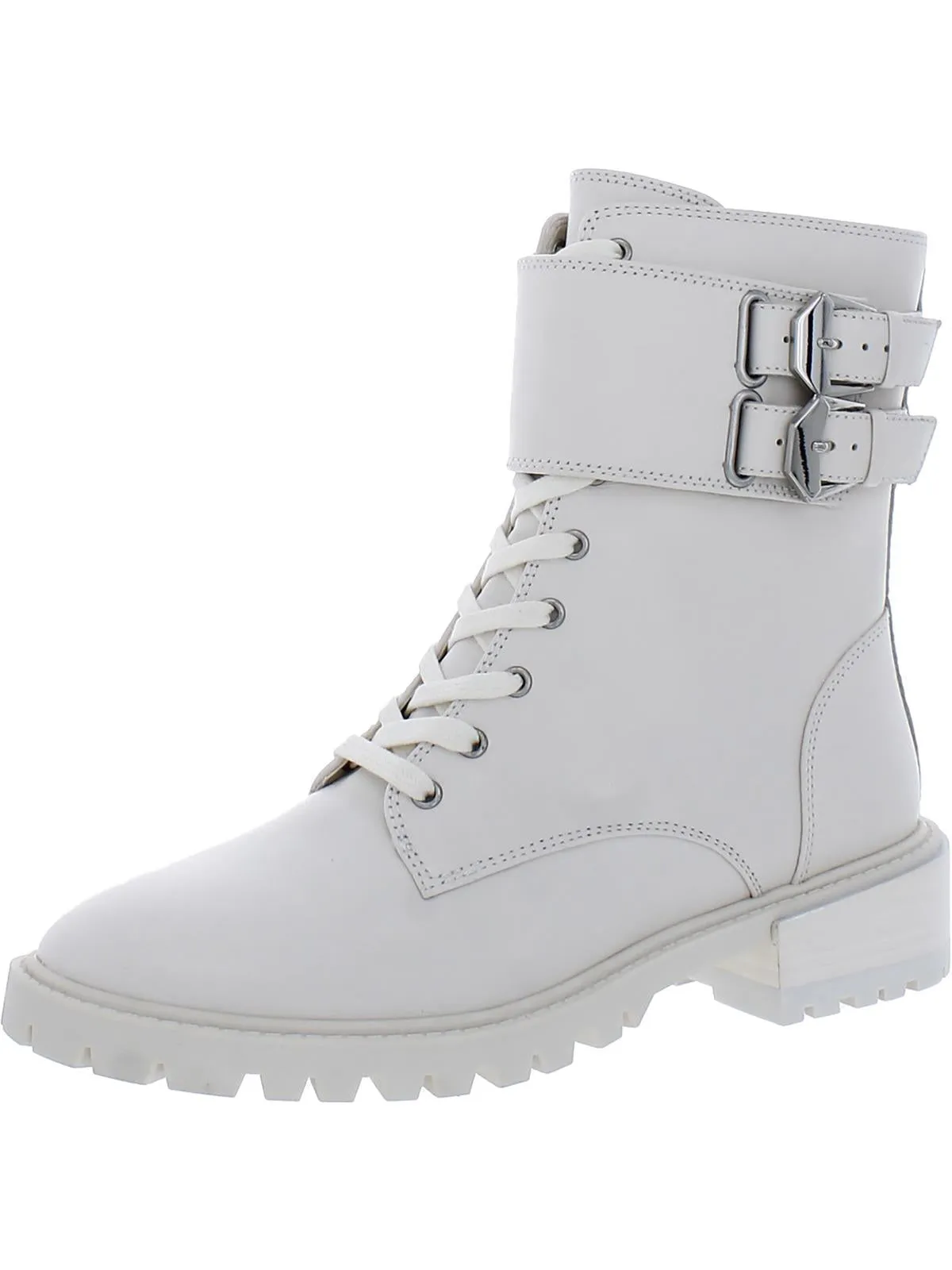 Reformation Fawdry Womens Suede Buckle Combat & Lace-up Boots