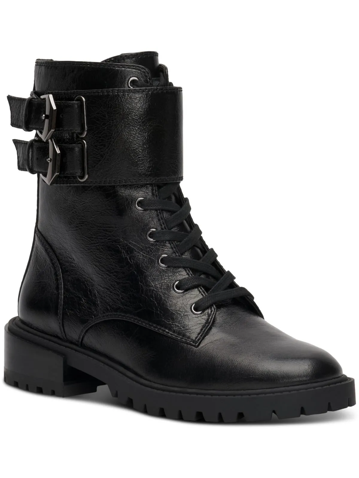Reformation Fawdry Womens Suede Buckle Combat & Lace-up Boots