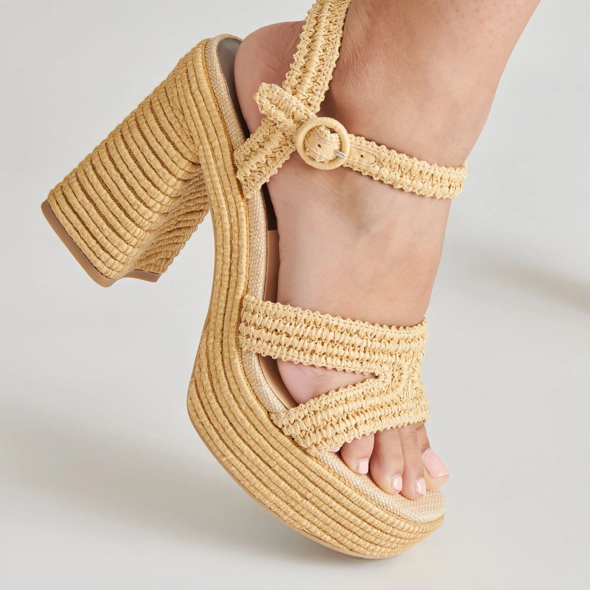 Reformation Lacye Heels Natural Woven