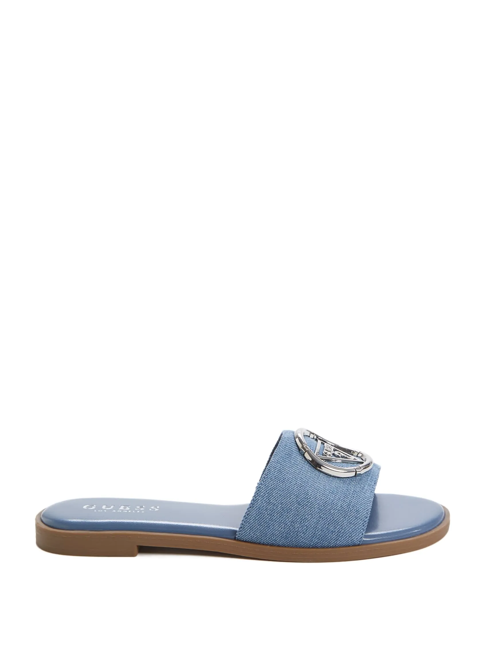 Reformation Magnify Denim Slide Sandals