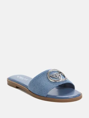 Reformation Magnify Denim Slide Sandals