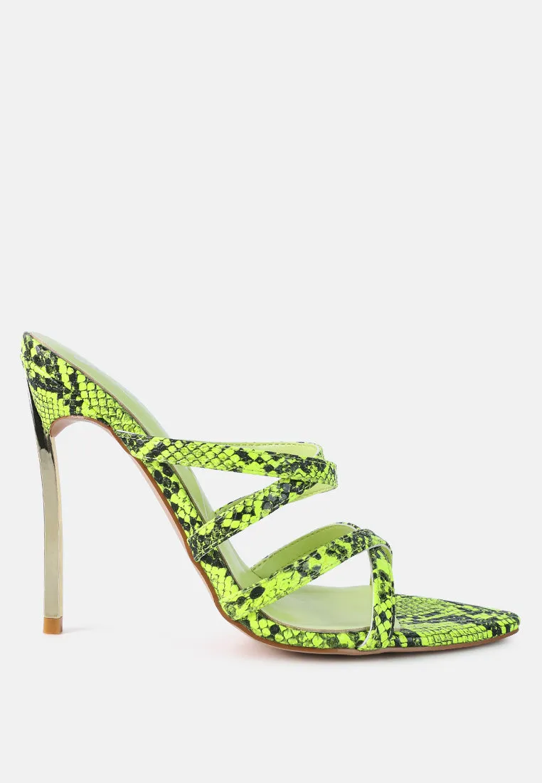 Reformation nightclub high heeled neon animal sandals