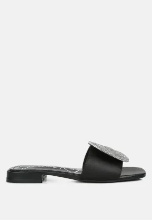 Reformation ollilie rhinestones embellished brooch slip on sandals