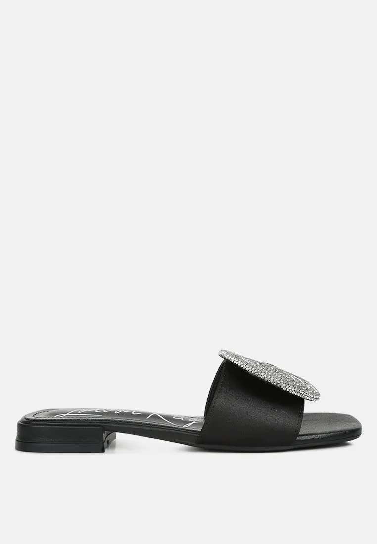 Reformation ollilie rhinestones embellished brooch slip on sandals
