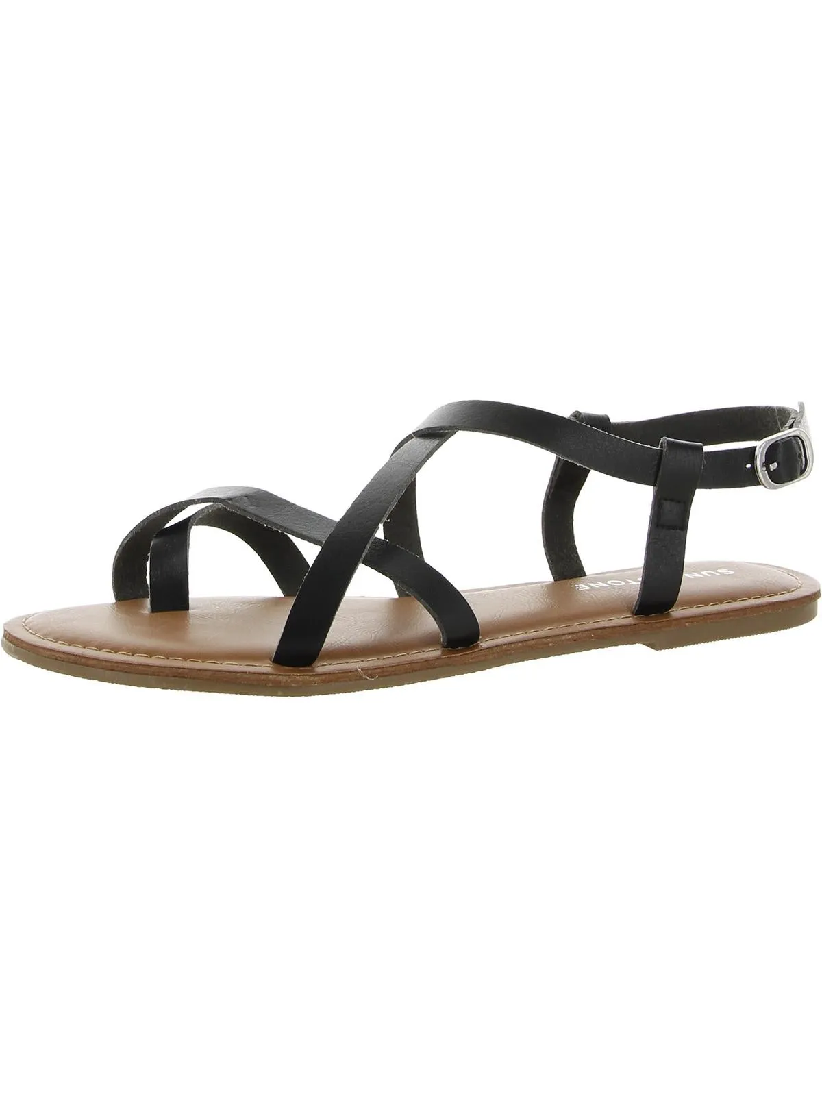 Reformation Roxxie Womens Faux Leather Ankle Strap Flats