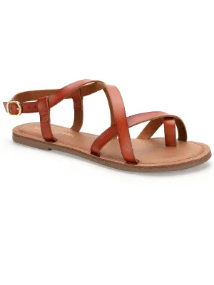Reformation Roxxie Womens Faux Leather Ankle Strap Flats