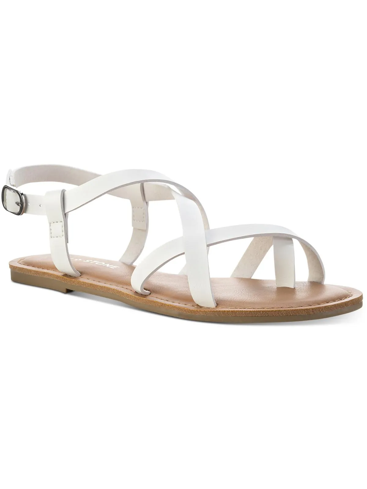Reformation Roxxie Womens Faux Leather Ankle Strap Flats