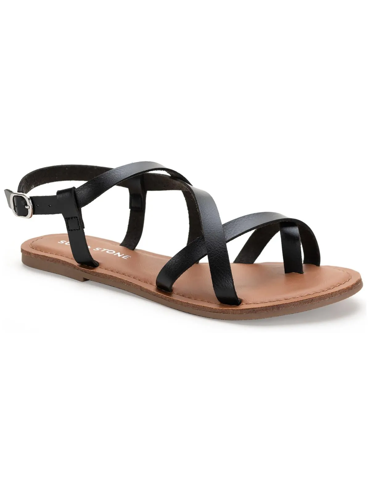 Reformation Roxxie Womens Faux Leather Ankle Strap Flats