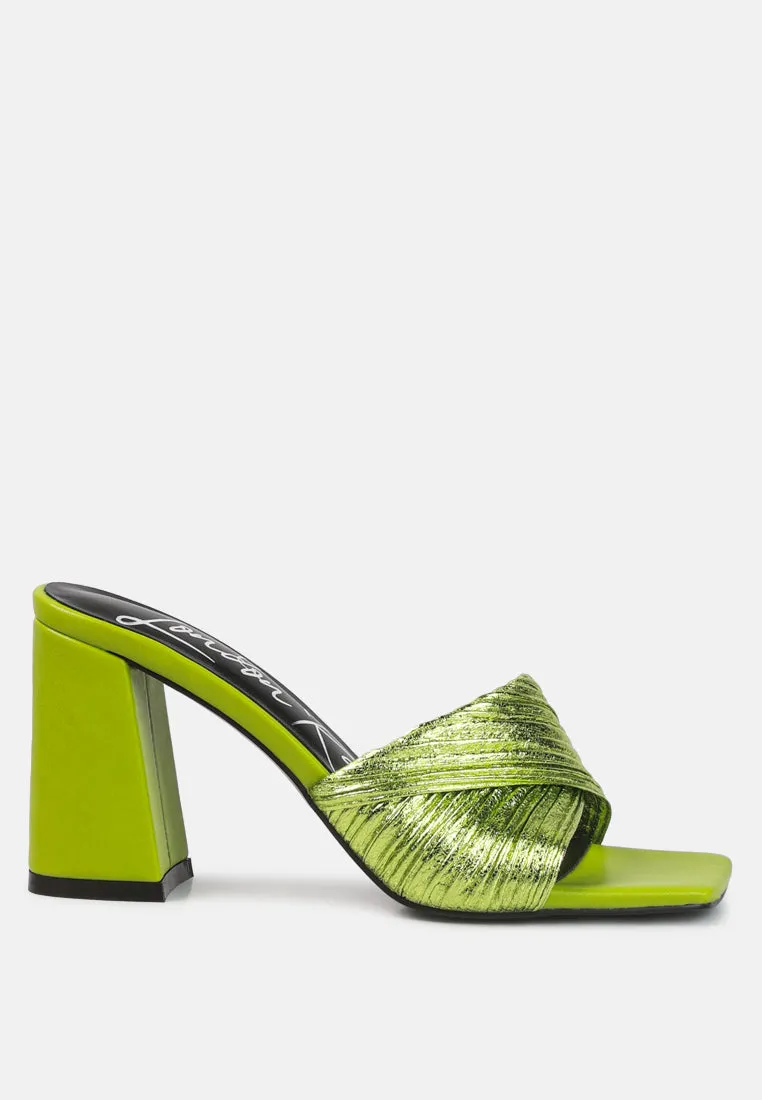 Reformation salty you crinkled high heeled block sandals