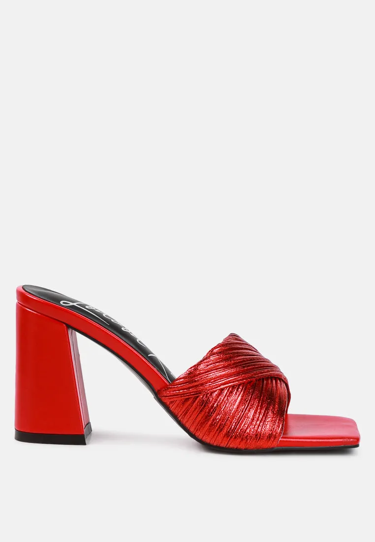 Reformation salty you crinkled high heeled block sandals