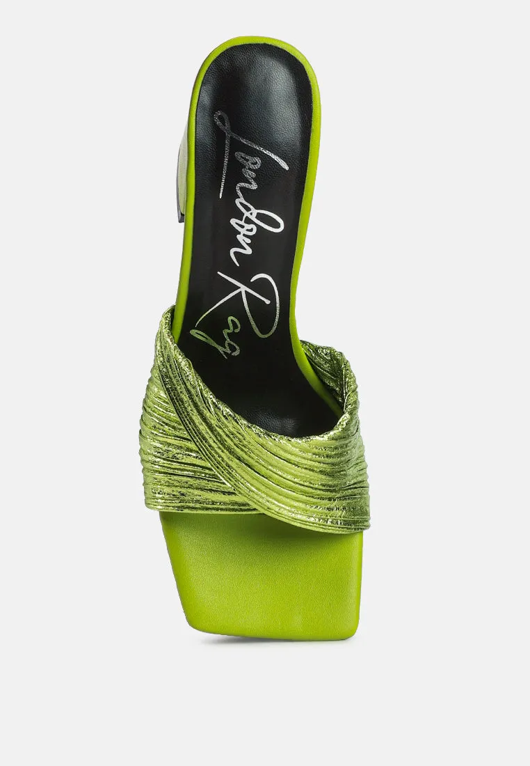 Reformation salty you crinkled high heeled block sandals