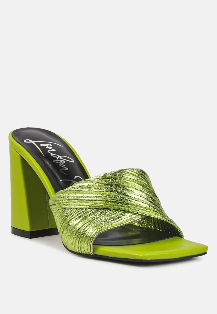 Reformation salty you crinkled high heeled block sandals