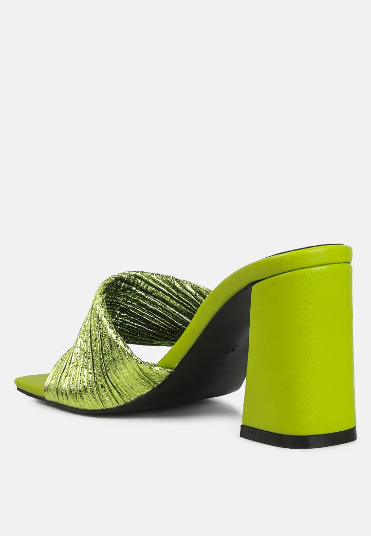 Reformation salty you crinkled high heeled block sandals