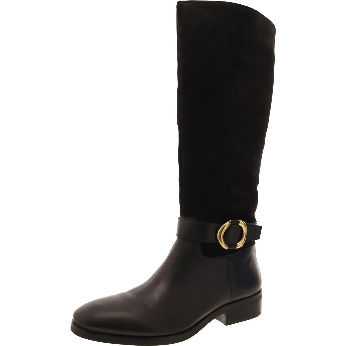 Reformation Samtry Womens Leather Stacked Heel Knee-High Boots