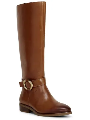 Reformation Samtry Womens Leather Stacked Heel Knee-High Boots