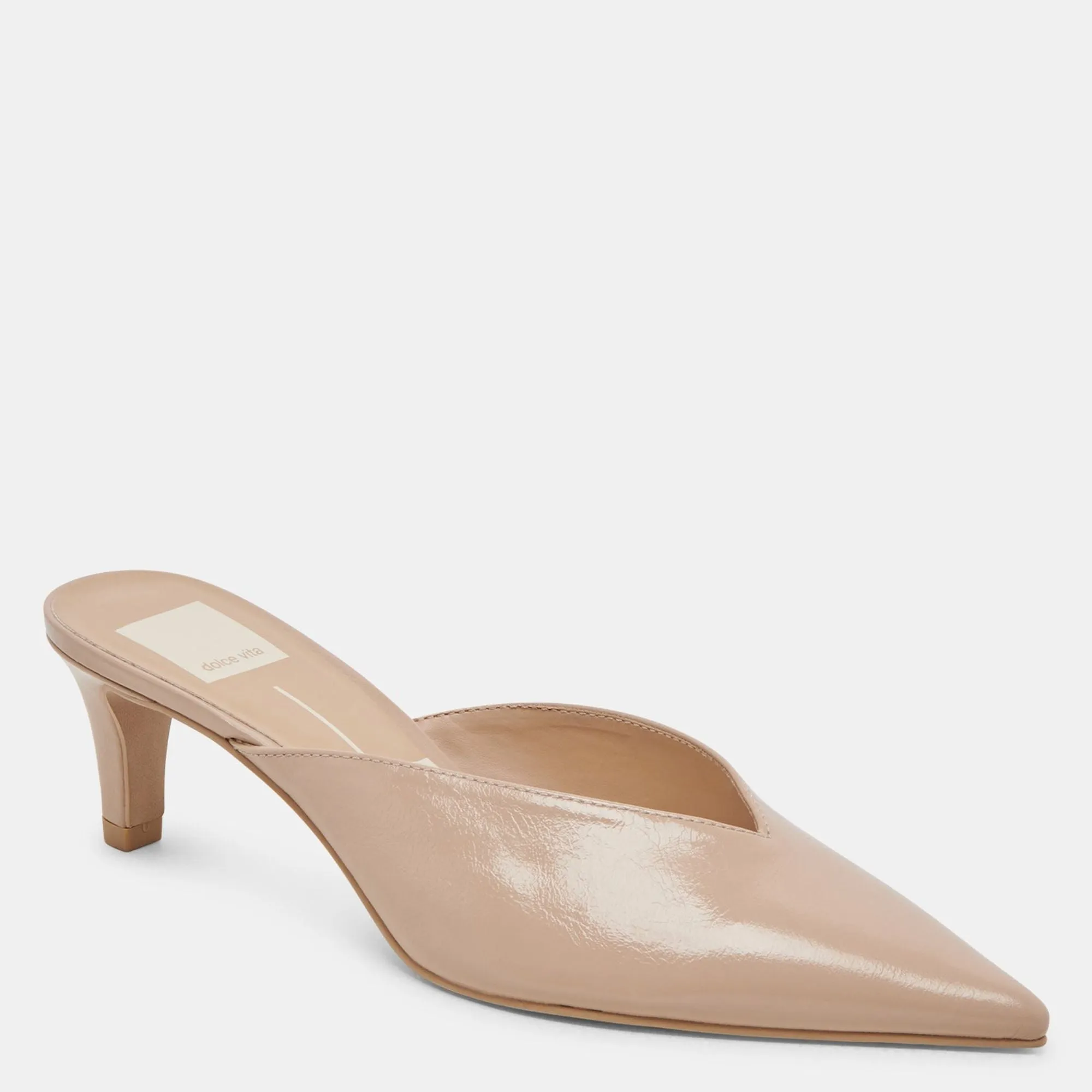 Reformation Sarina Heels Beige Crinkle Patent