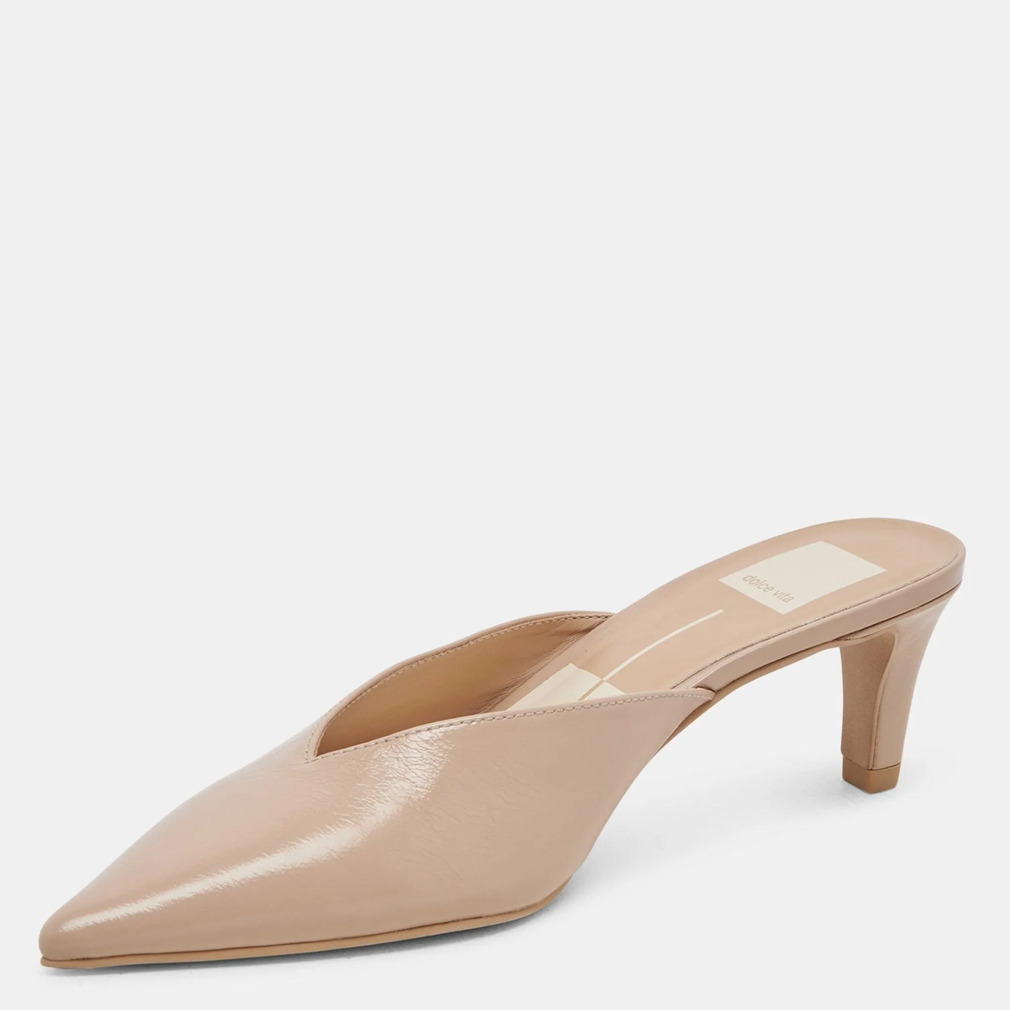 Reformation Sarina Heels Beige Crinkle Patent