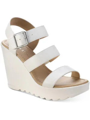 Reformation Siennaa Womens Faux Leather Strappy Wedge Heels