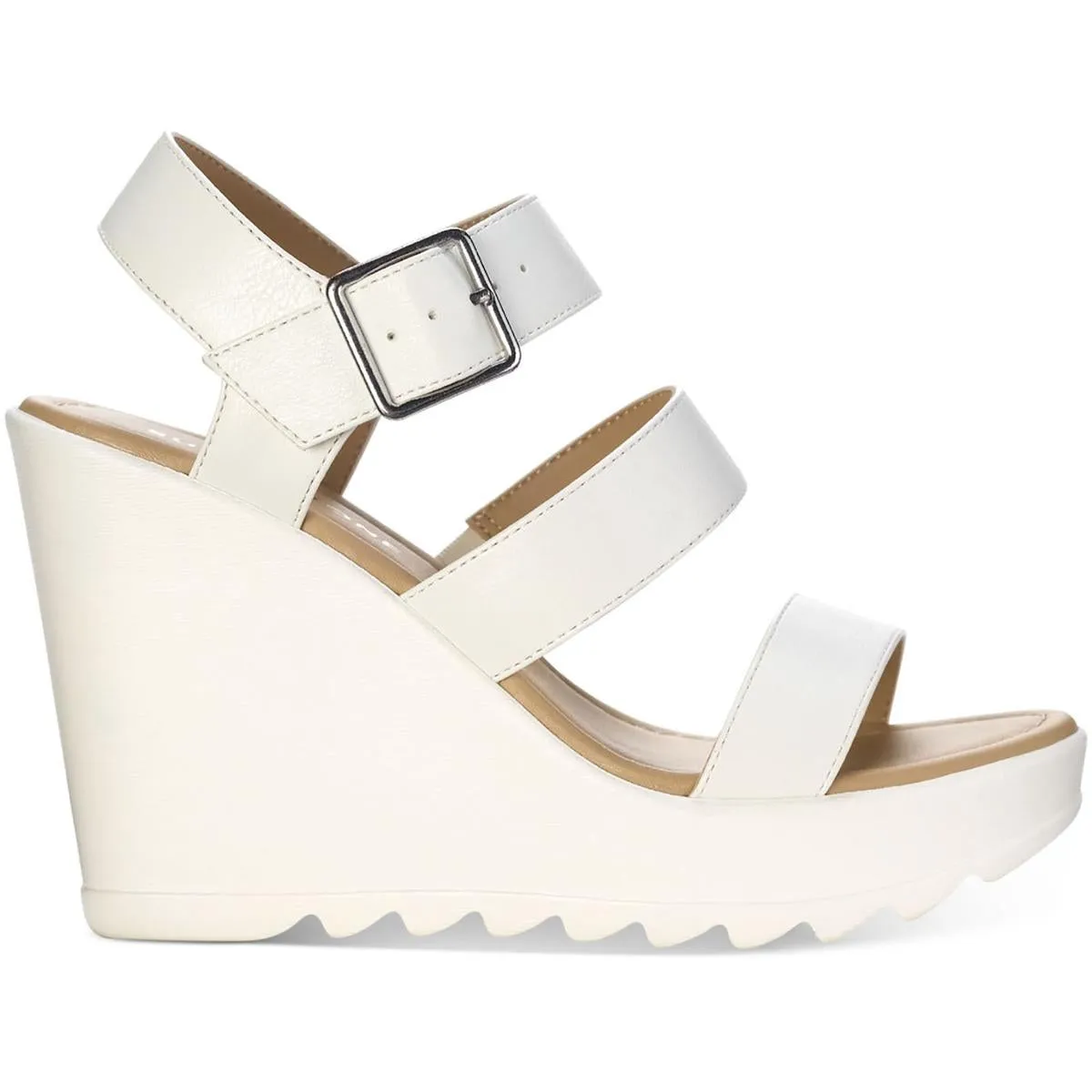 Reformation Siennaa Womens Faux Leather Strappy Wedge Heels