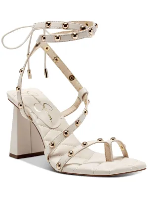 Reformation Zayve Womens Faux Leather Ankle Strap Heels