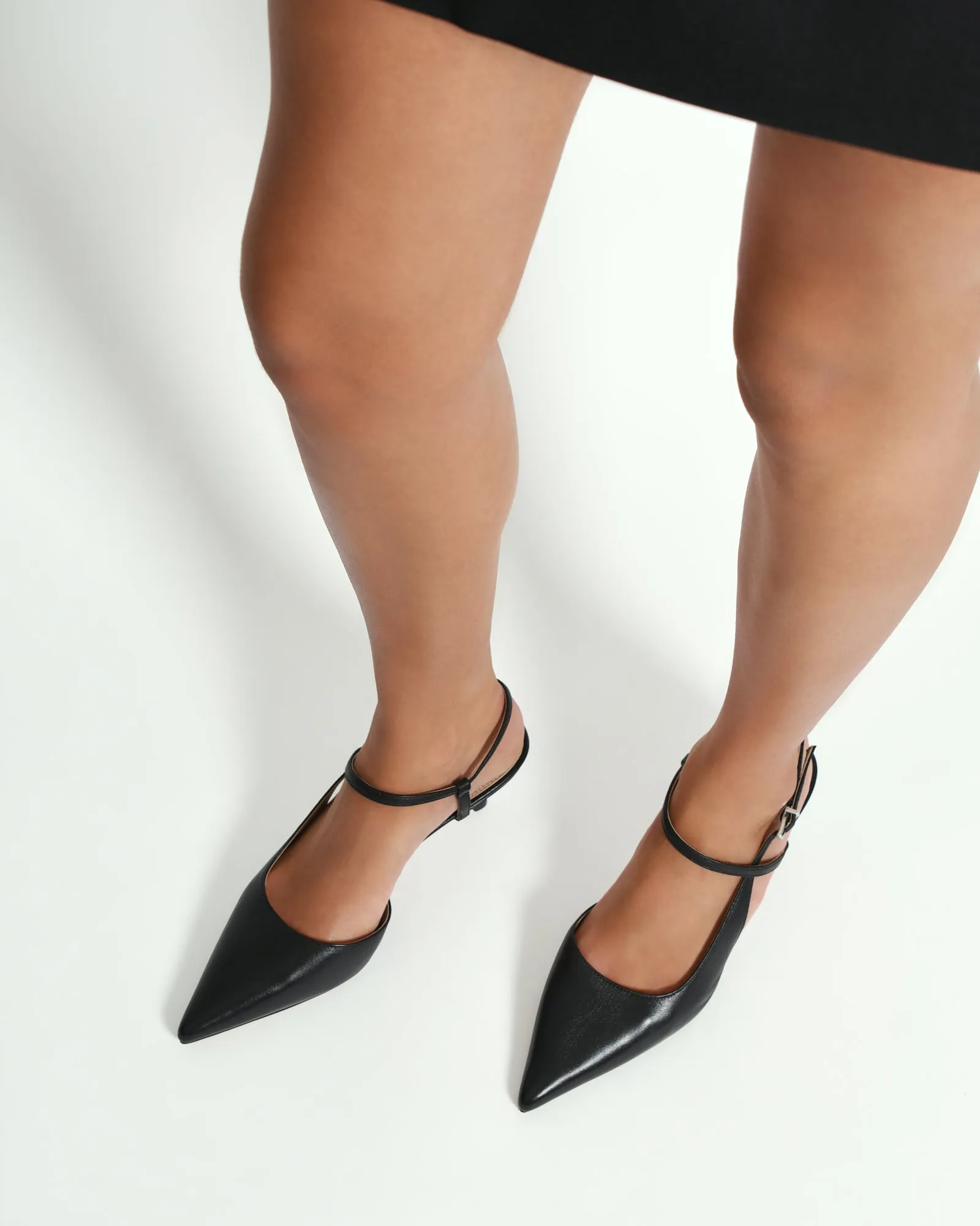 RICKI MID HEELS BLACK LEATHER Jo Mercer