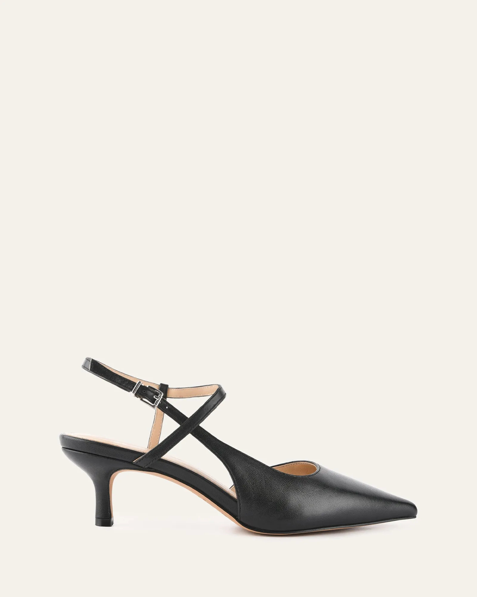 RICKI MID HEELS BLACK LEATHER Jo Mercer