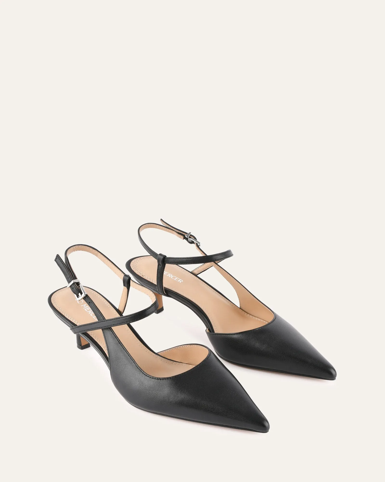 RICKI MID HEELS BLACK LEATHER Jo Mercer