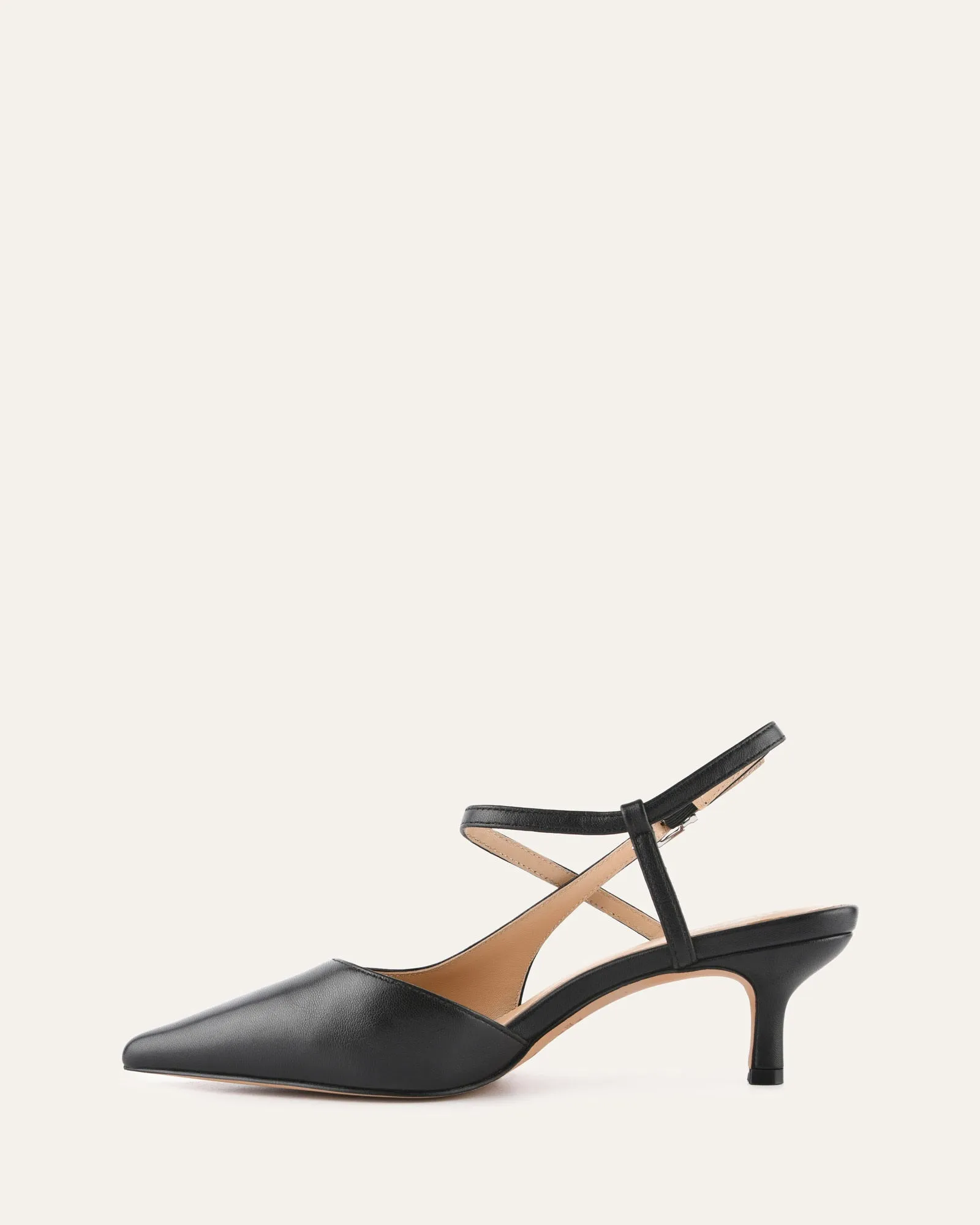 RICKI MID HEELS BLACK LEATHER Jo Mercer