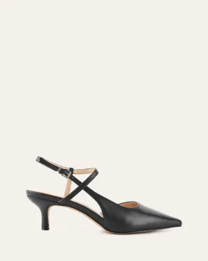 RICKI MID HEELS BLACK LEATHER Jo Mercer