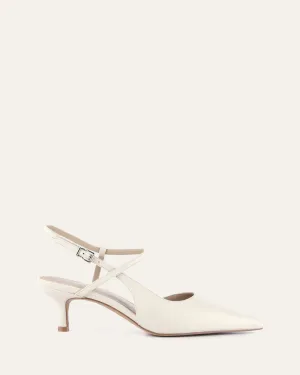 RICKI MID HEELS OFF WHITE LEATHER Jo Mercer