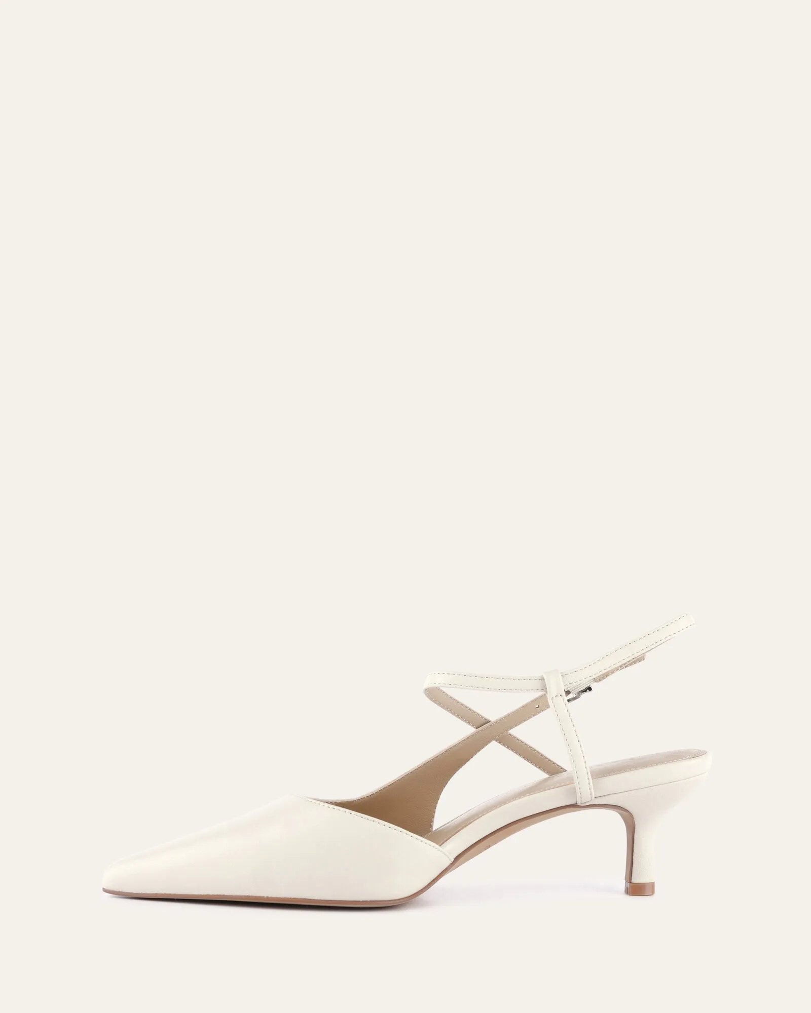 RICKI MID HEELS OFF WHITE LEATHER Jo Mercer