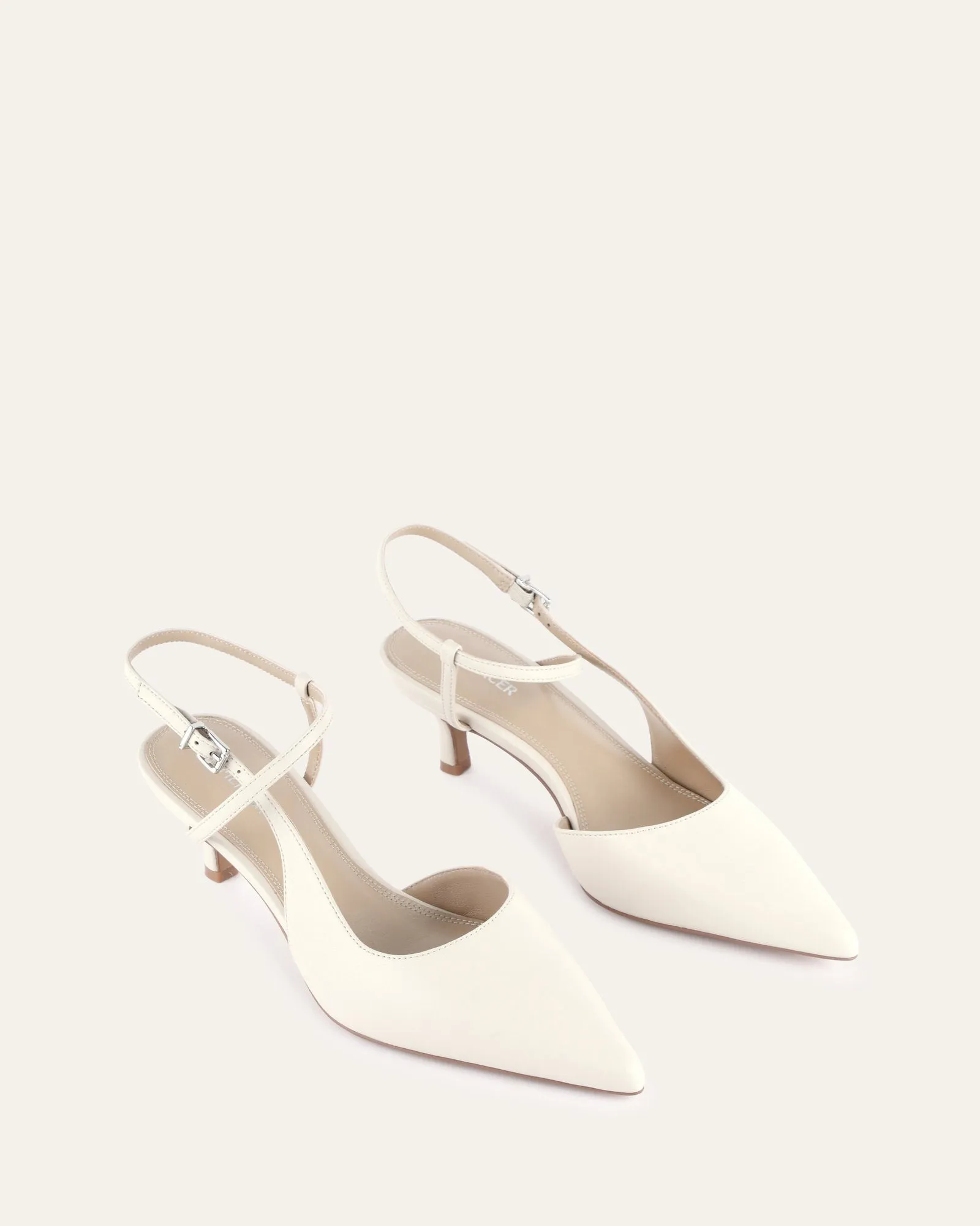 RICKI MID HEELS OFF WHITE LEATHER Jo Mercer