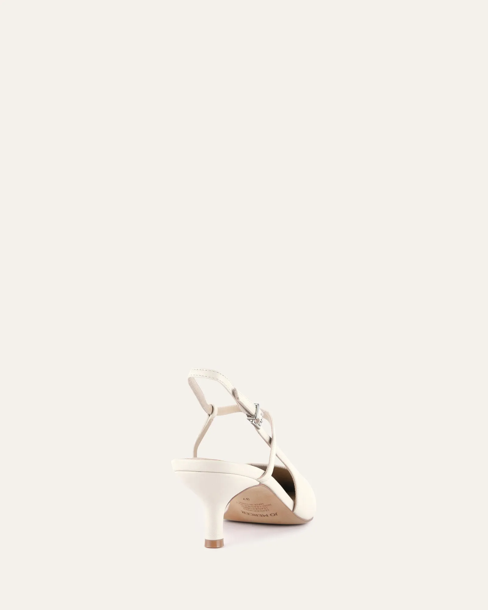 RICKI MID HEELS OFF WHITE LEATHER Jo Mercer