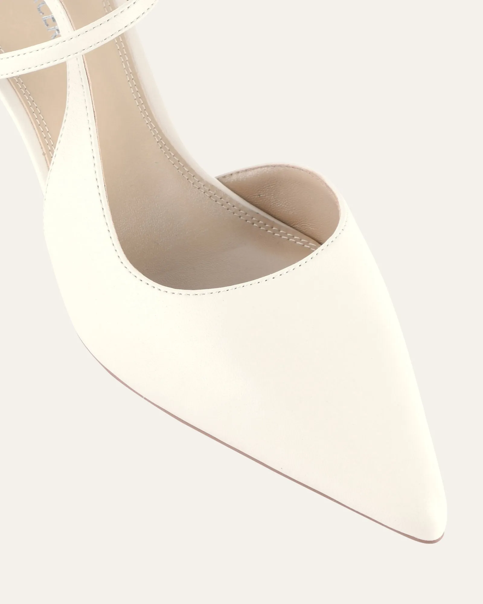 RICKI MID HEELS OFF WHITE LEATHER Jo Mercer