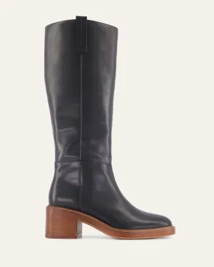 RIO KNEE BOOTS BLACK LEATHER Jo Mercer