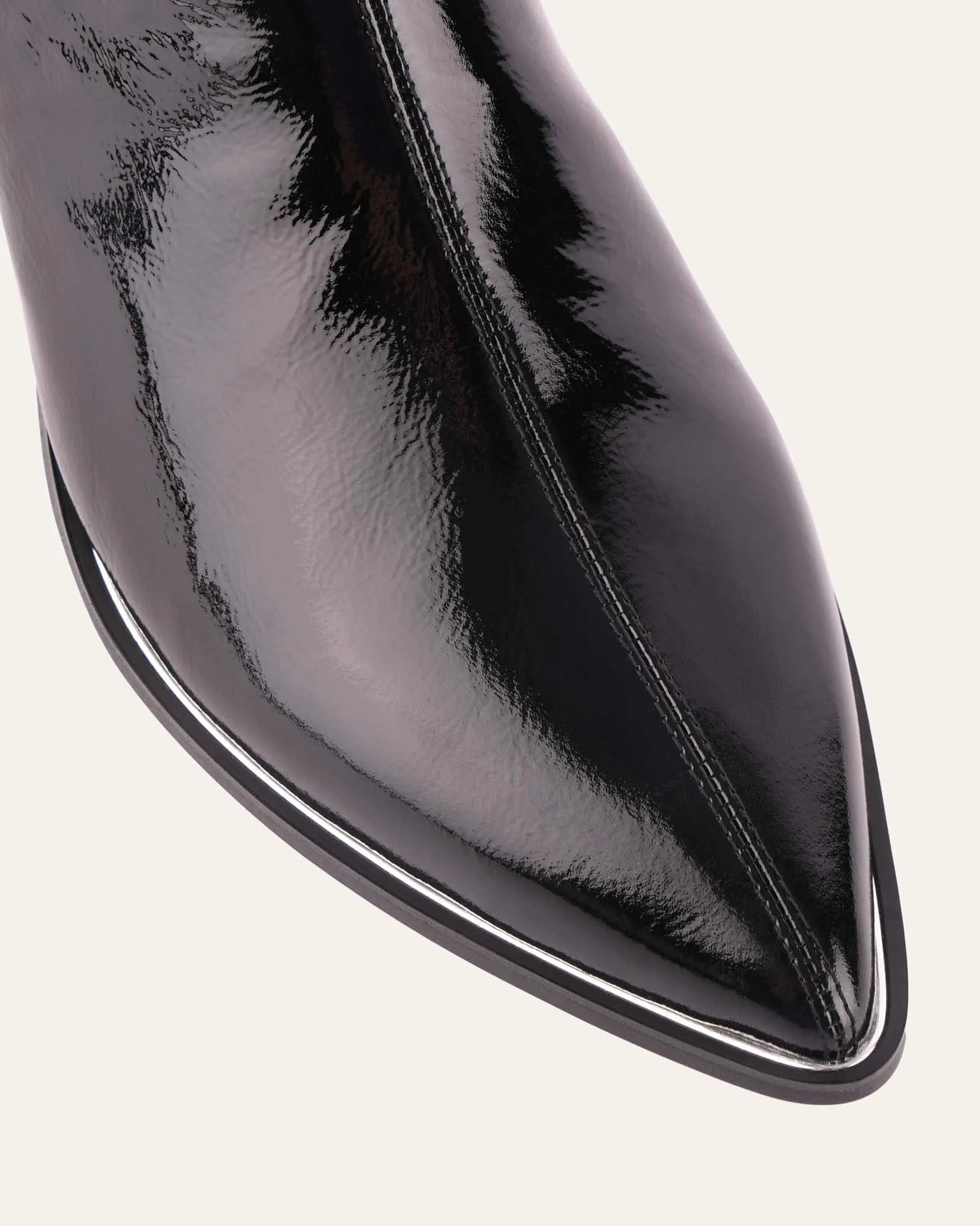 RIVER FLAT ANKLE BOOTS BLACK CRINKLE PATENT Jo Mercer