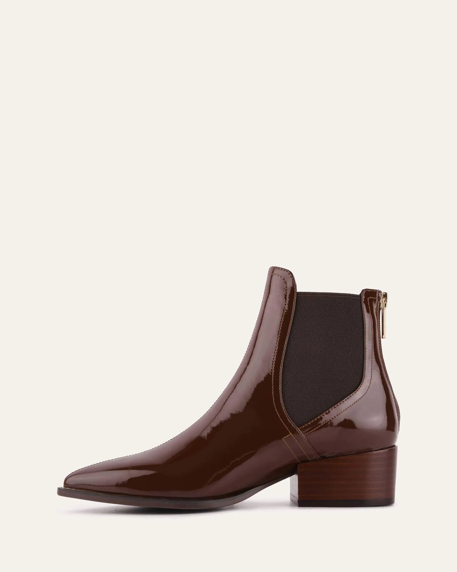 RIVER FLAT ANKLE BOOTS DARK CHOC CRINKLE PATENT Jo Mercer