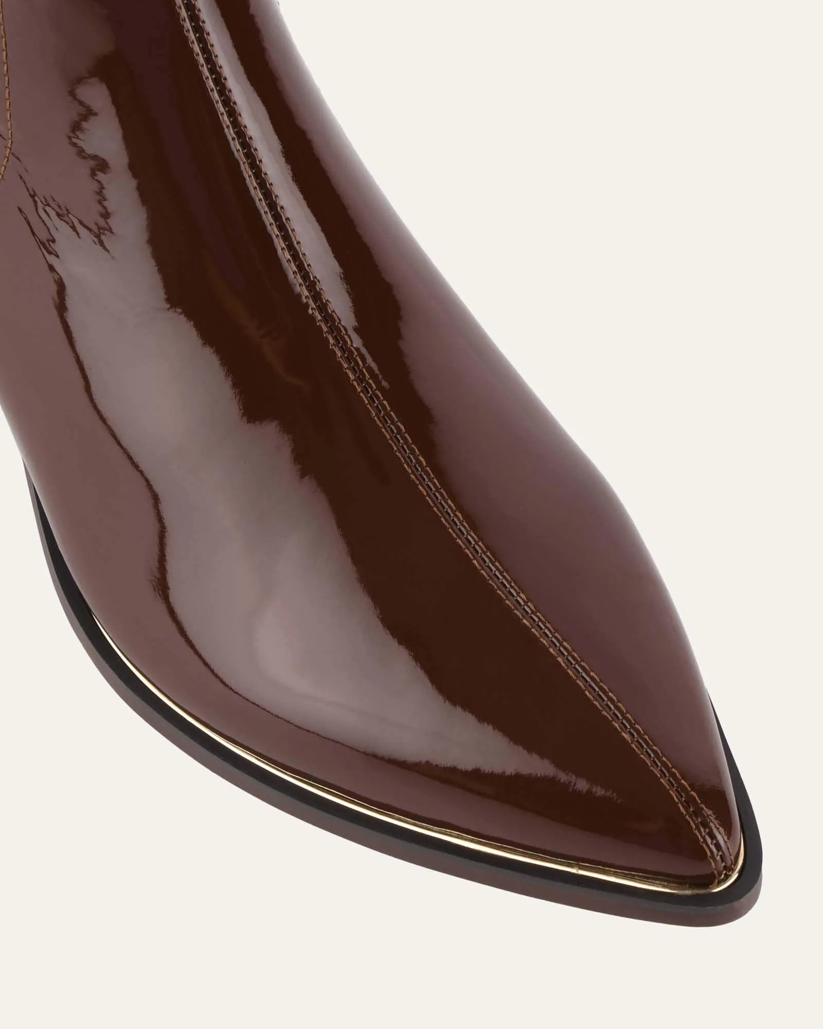 RIVER FLAT ANKLE BOOTS DARK CHOC CRINKLE PATENT Jo Mercer