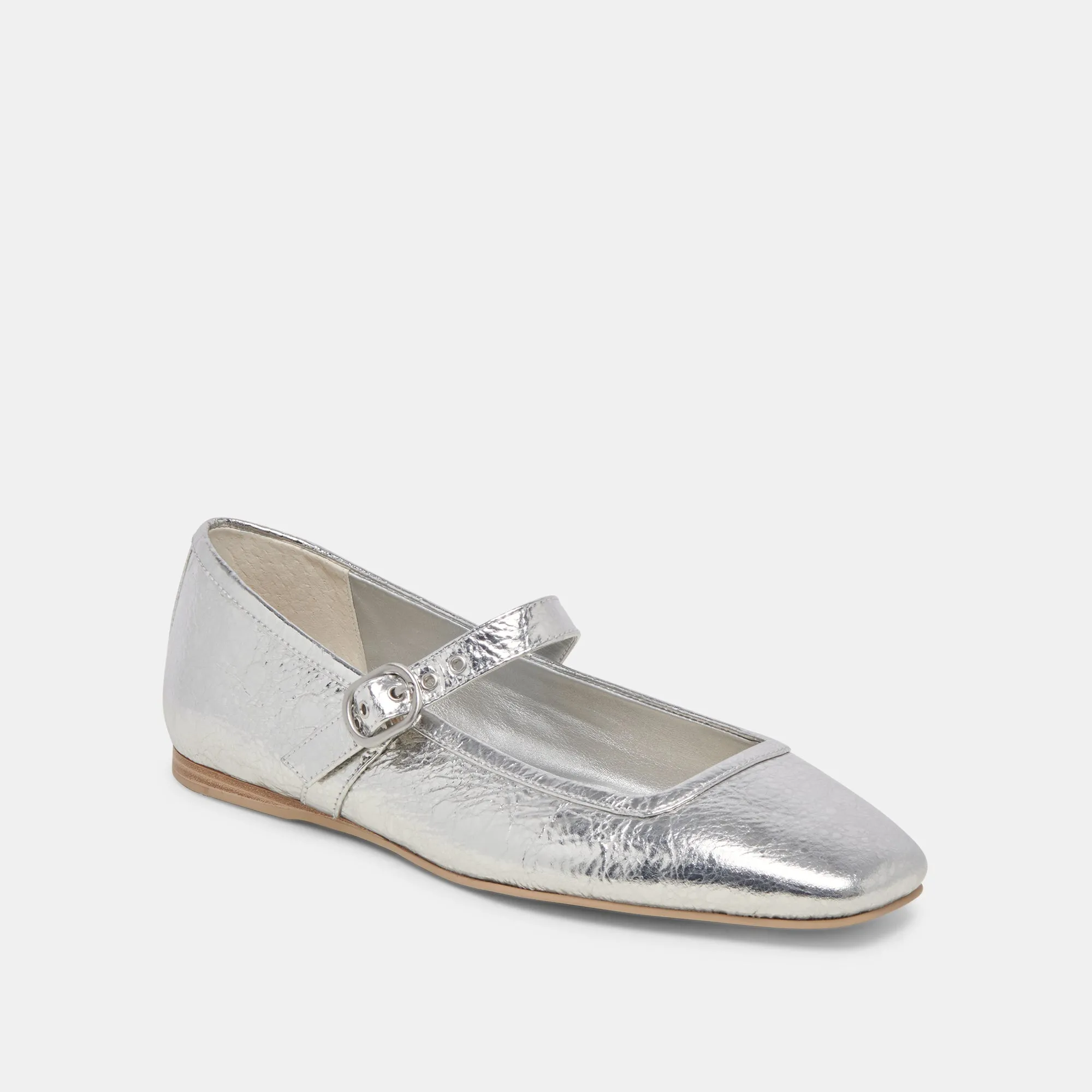 RODNI BALLET FLATS SILVER DISTRESSED LEATHER Dolce Vita