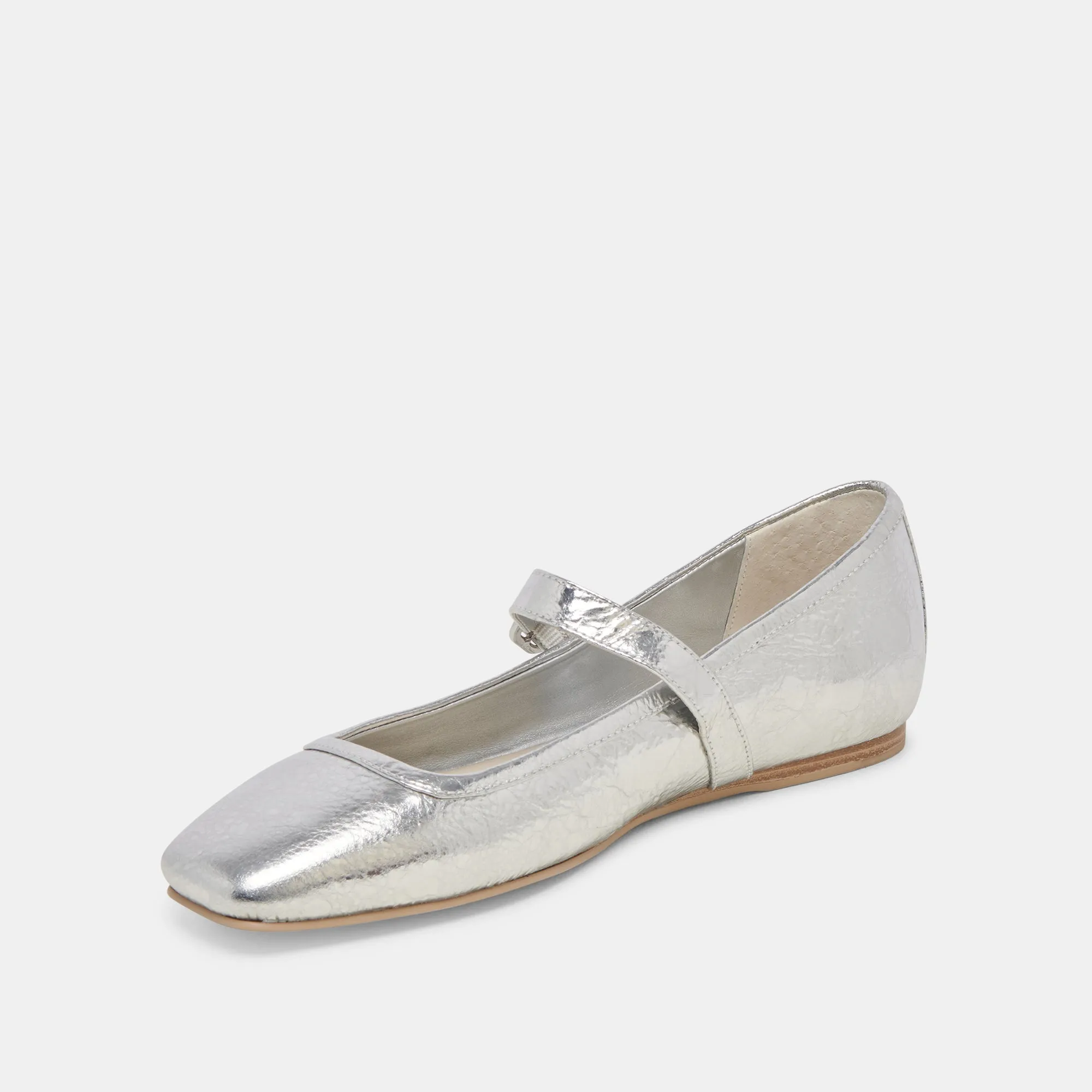 RODNI BALLET FLATS SILVER DISTRESSED LEATHER Dolce Vita
