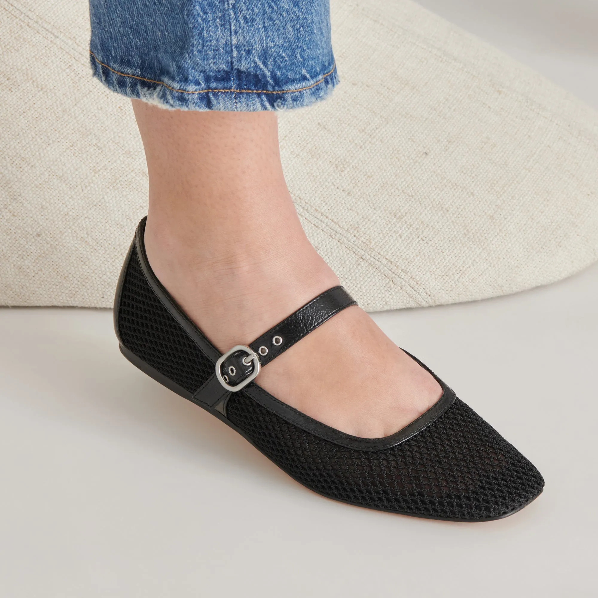 RODNI MESH BALLET FLATS BLACK WOVEN MESH Dolce Vita
