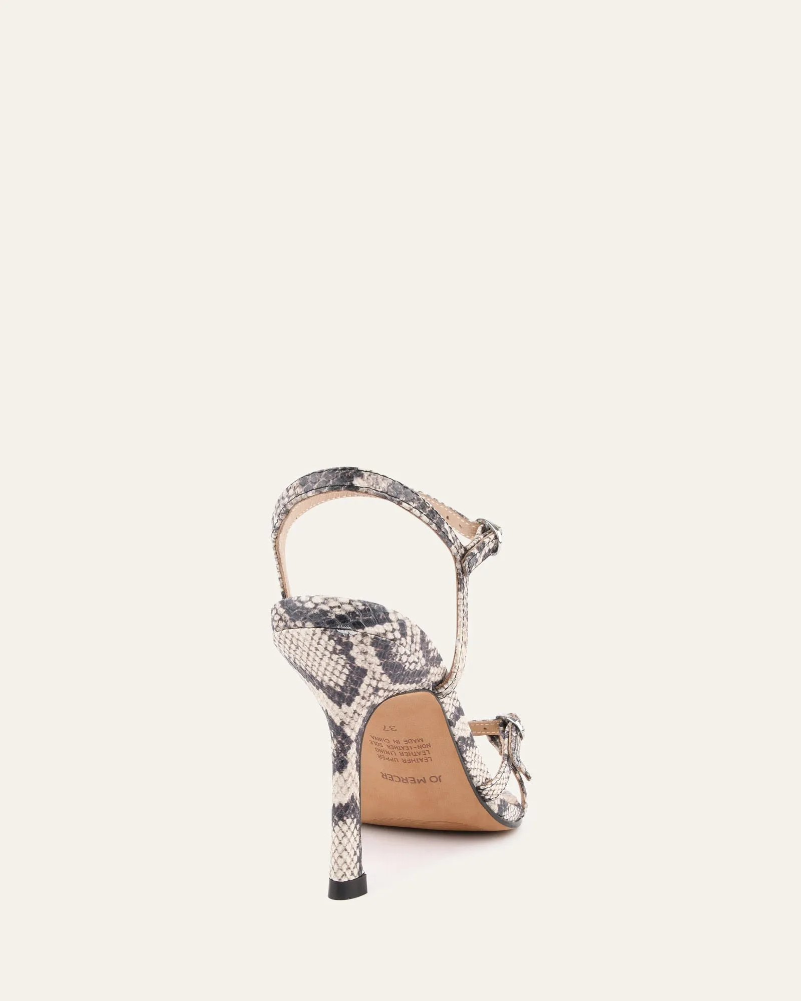 ROMY HIGH HEEL SANDALS NATURAL SNAKE PRINT LEATHER Jo Mercer