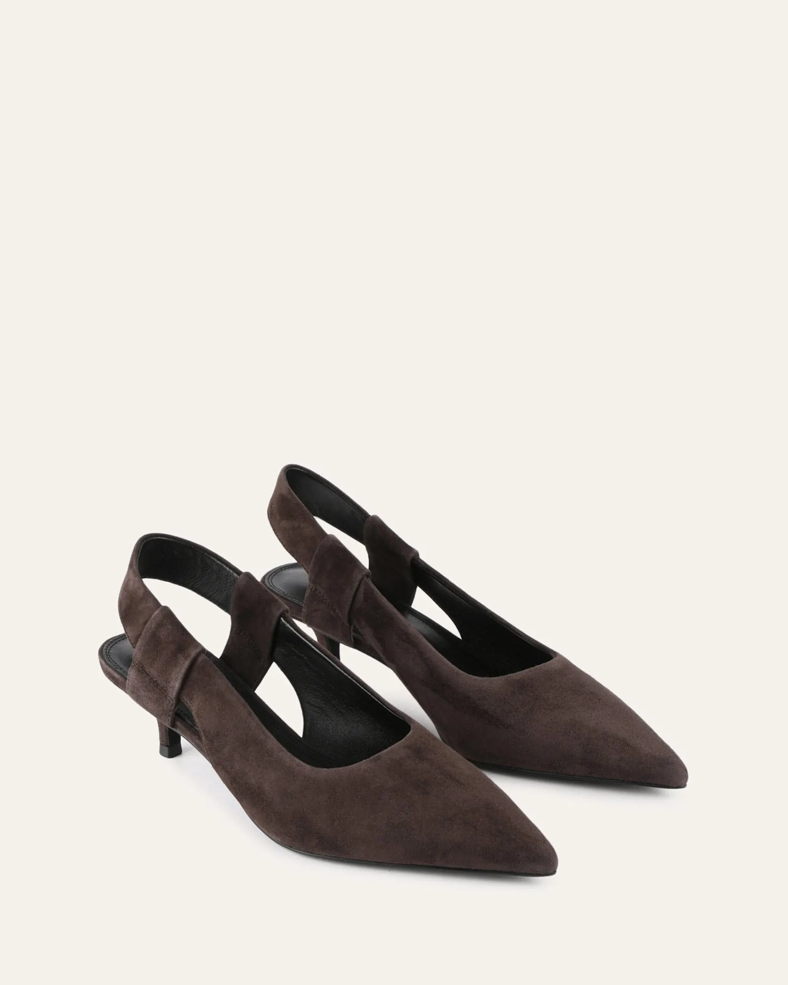 ROSA LOW HEELS BITTER CHOC SUEDE Jo Mercer